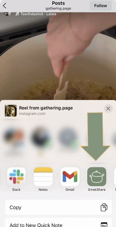 Share sheet with RecipeMind app highlighted